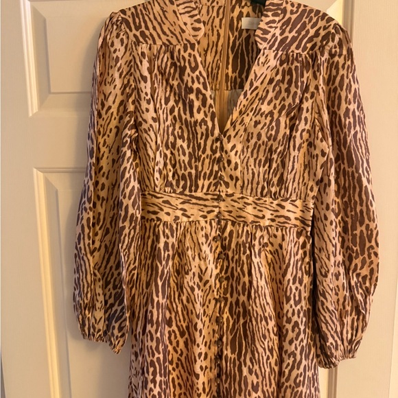 Zimmermann Cascadian Leopard Print Long Sleeve Linen Midi Dress US size 6 - Picture 5 of 13